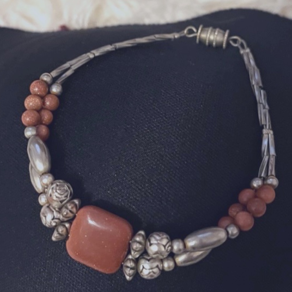 Sunstone and  Sterling Silver Bracelet